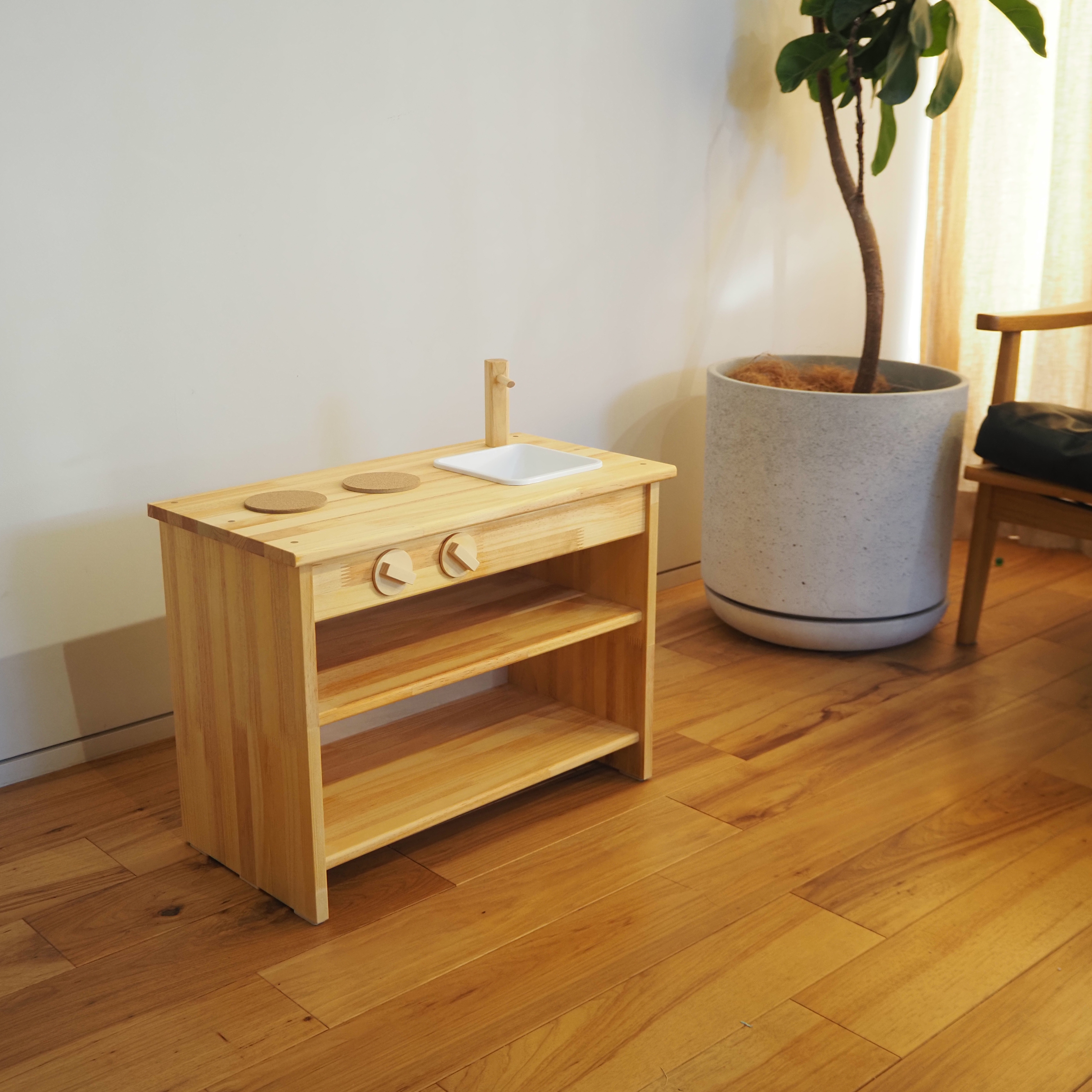 おままごとキッチン【コンパクトタイプ】　ハンドメイド＊木製＊ナチュラル