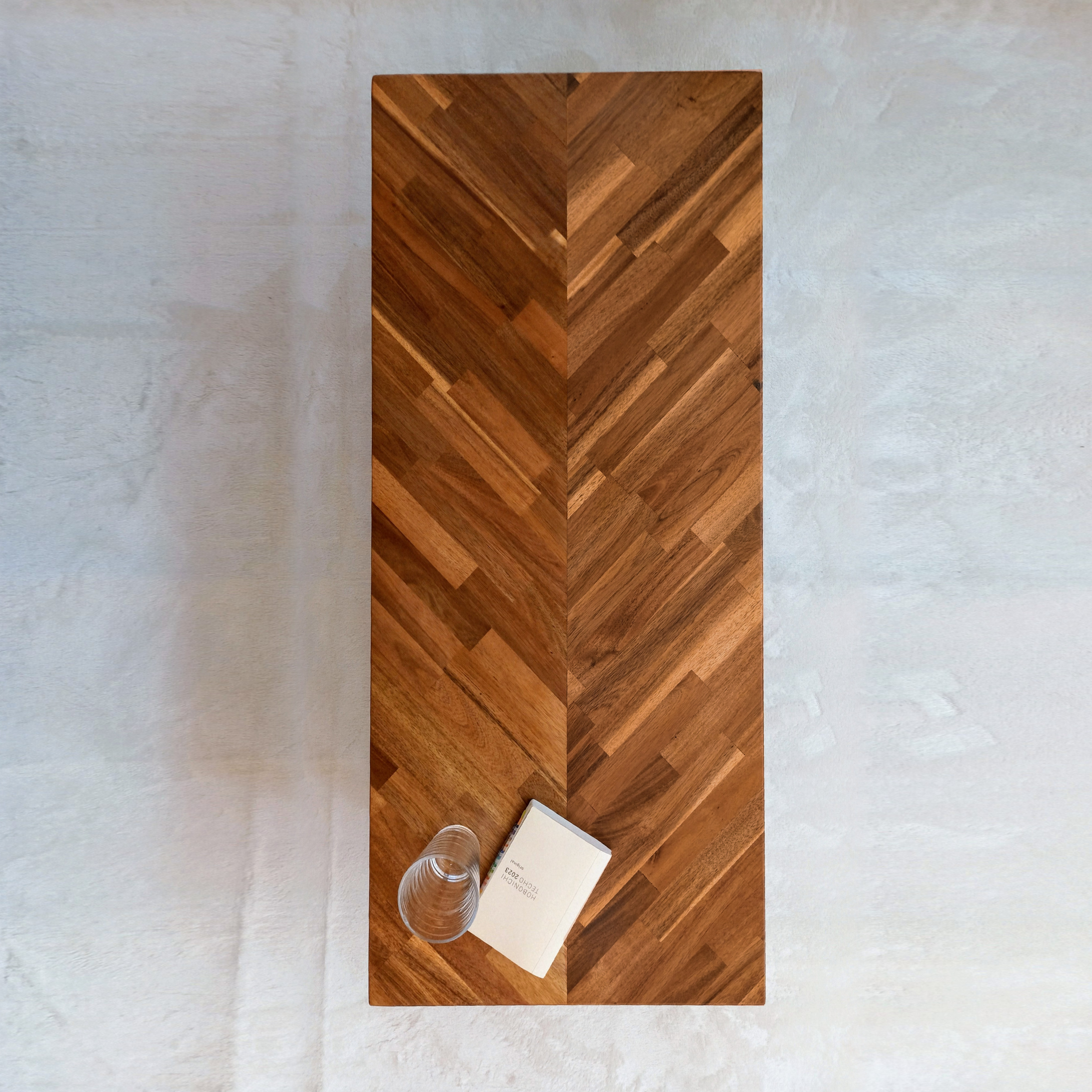 折りたたみテーブル《奥行60㎝》フレンチヘリンボーンテーブル 天然木材アカシア　アウトドア　デザインテーブル