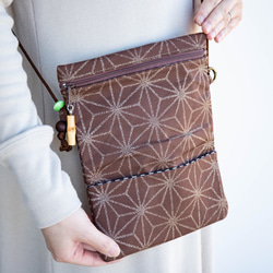 オーダー　Creema限定品　金彩工芸　千鳥格子　中色仕上げ　コットン赤色地製　「2WAY道中財布」 10枚目の画像