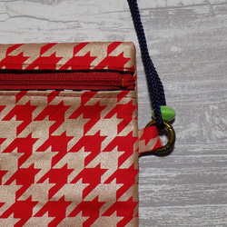 オーダー　Creema限定品　金彩工芸　千鳥格子　中色仕上げ　コットン赤色地製　「2WAY道中財布」 7枚目の画像