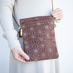 オーダー　Creema限定品　金彩工芸　千鳥格子　中色仕上げ　コットン赤色地製　「2WAY道中財布」 9枚目の画像