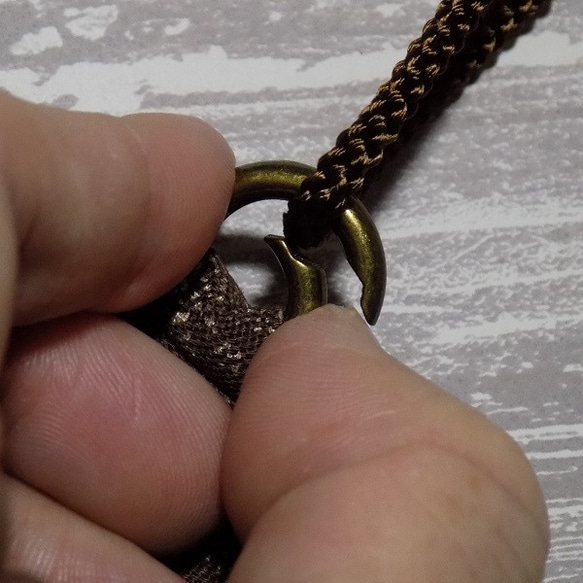 オーダー　Creema限定品　金彩工芸　千鳥格子　中色仕上げ　コットン赤色地製　「2WAY道中財布」 15枚目の画像