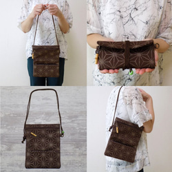 オーダー　Creema限定品　金彩工芸　千鳥格子　中色仕上げ　コットン赤色地製　「2WAY道中財布」 11枚目の画像