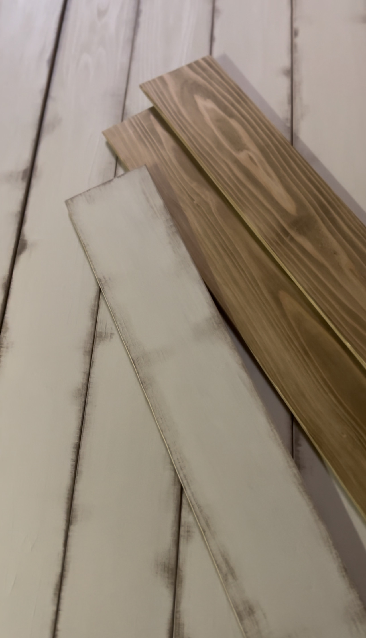 撮影用背景板　白シャビー加工／茶系（ラスティックパイン）バックドロップ　撮影用床板　ニューボーンフォト