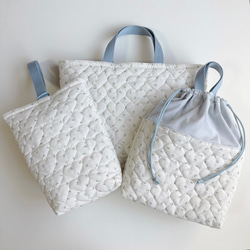 送料無料》 ヌビ 入園入学 3点セット 星 月 ブルーグレー 刺繍 韓国