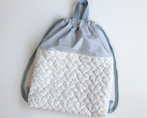 送料無料》 ハートキルティングの大きな体操服袋 (ナップサック) 韓国