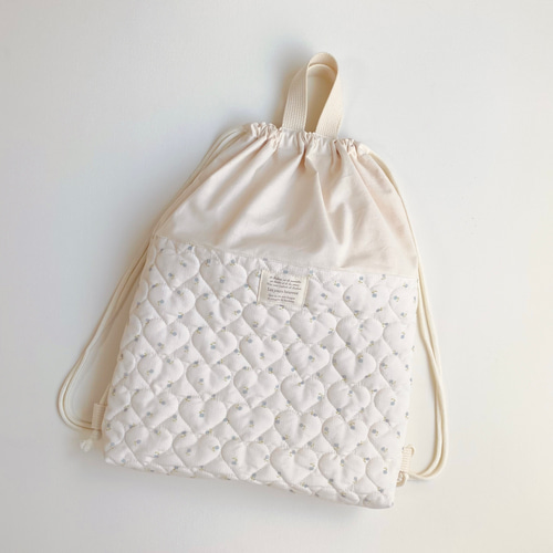 レッスンバッグ 上履き入れ　体操服袋　ヌビ　ハート刺繍　ハートキルト レッスンバッグ 上履き入れ 体操服袋 ヌビ ハート刺繍 ハートキルト