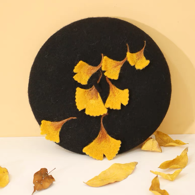 新品*ベレー帽*おしゃれ *大人ベレー帽*何でも合わせられる*春*秋 *冬*イチョウ