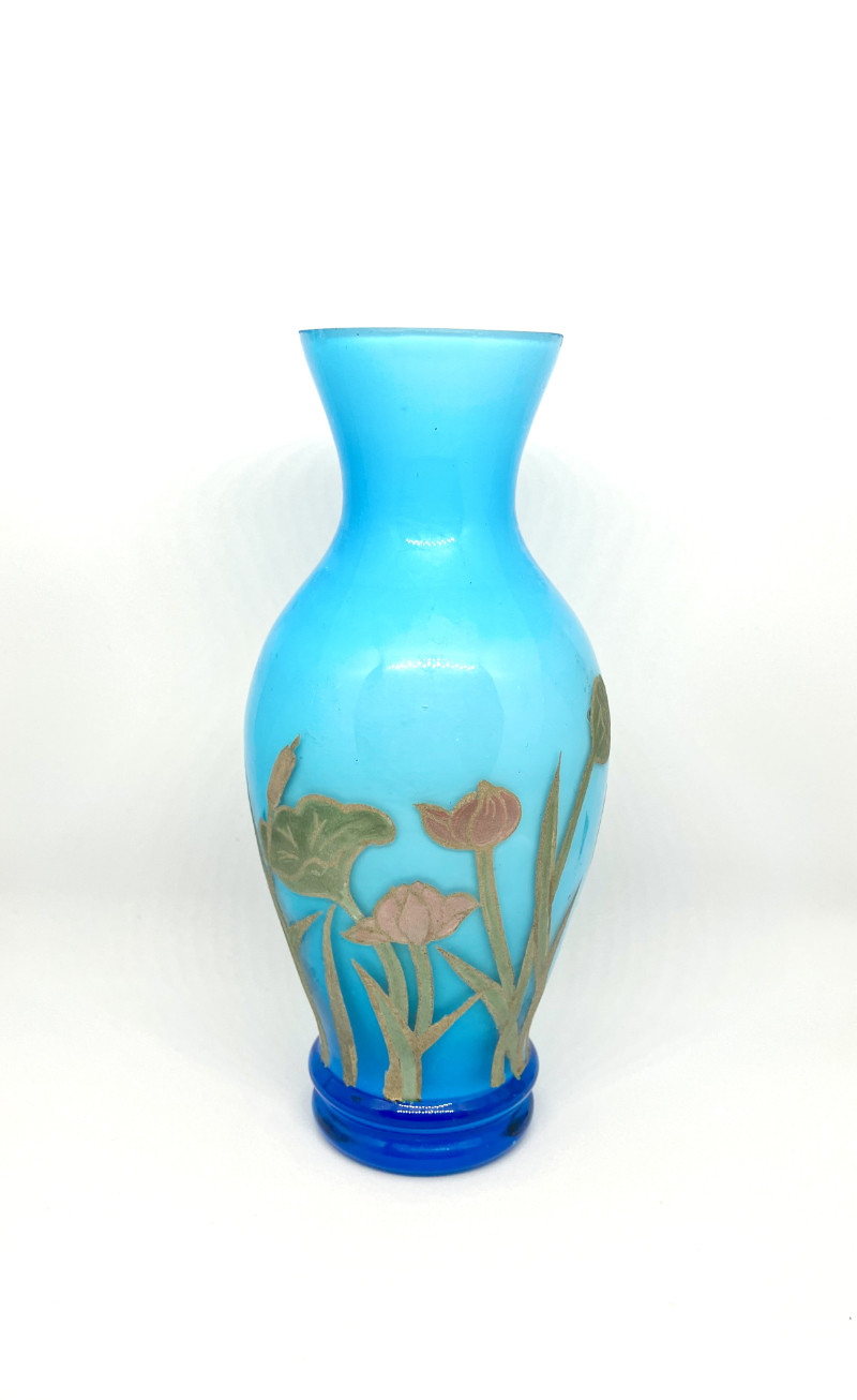 漆塗り　カラーガラス花器　花瓶