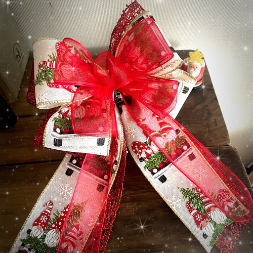 ★クリスマス　リボン　ツリートップ　ネイビー　M★ ☆クリスマス ツリートップ L size☆