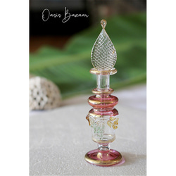 Mサイズ］エジプトガラス香水瓶 パフュームボトル アロマオイル レッド