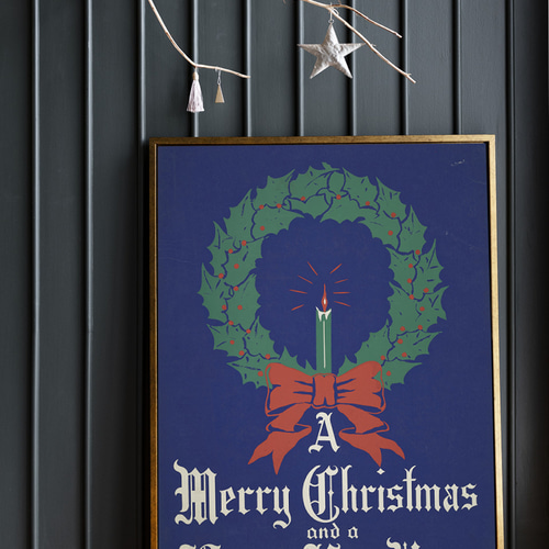 クリスマスリースヴィンテージアートポスタークラシックお洒落冬