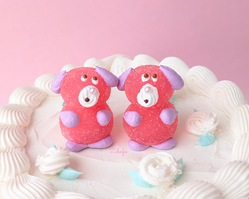 ケーキにのってるあれキーホルダー（いぬ（ピンク）） キーリング