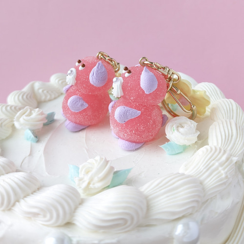 ケーキにのってるあれキーホルダー（いぬ（ピンク）） キーリング