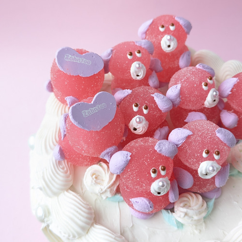 ケーキにのってるあれキーホルダー（いぬ（ピンク）） キーリング