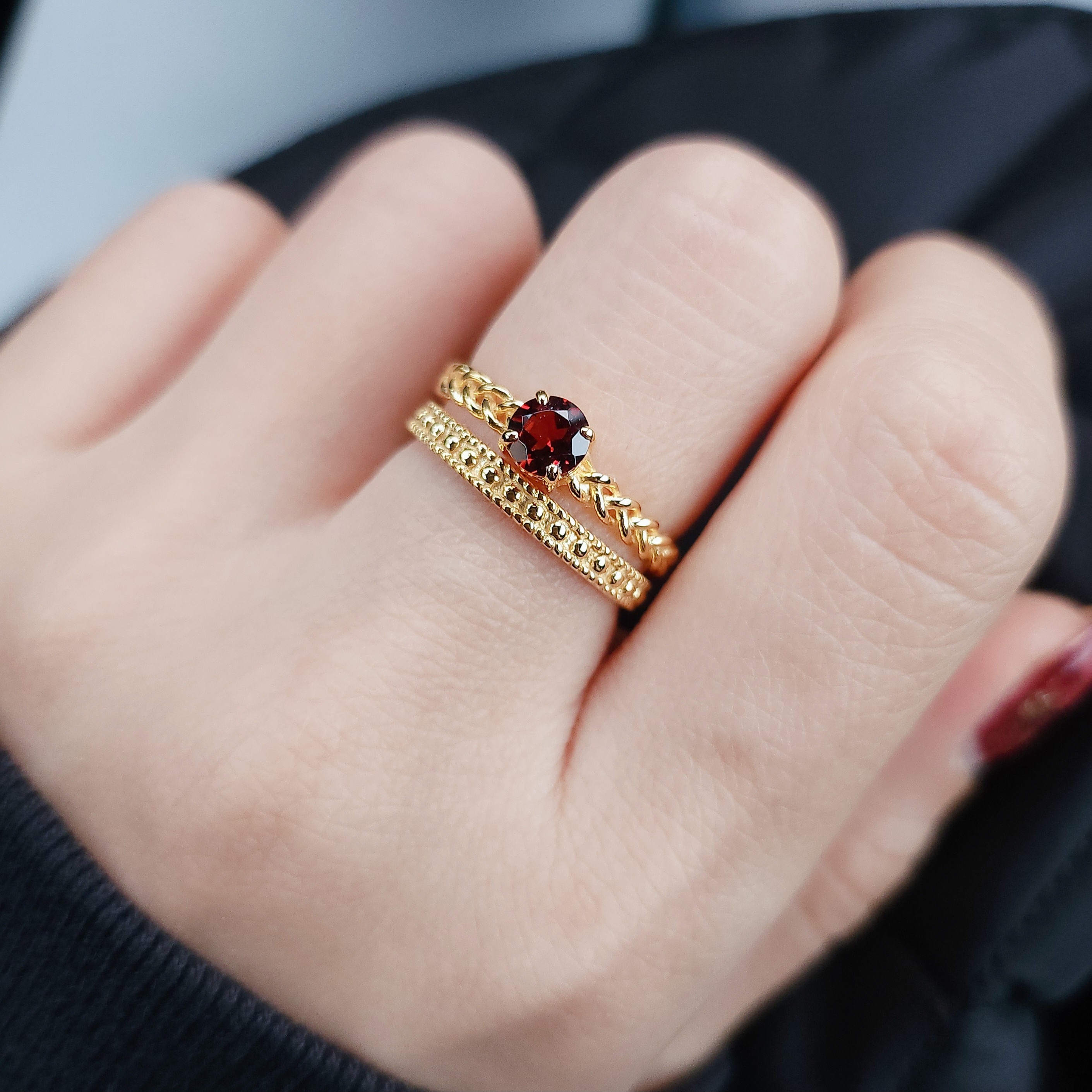 【Creema限定新春福袋〈竹〉】選べる5mm天然石＆ミル打ちシルバーリングH-270H271