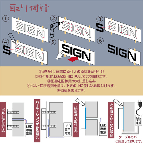 オーダー金属看板 全面発光 アクリルLEDチャンネル文字 箱文字