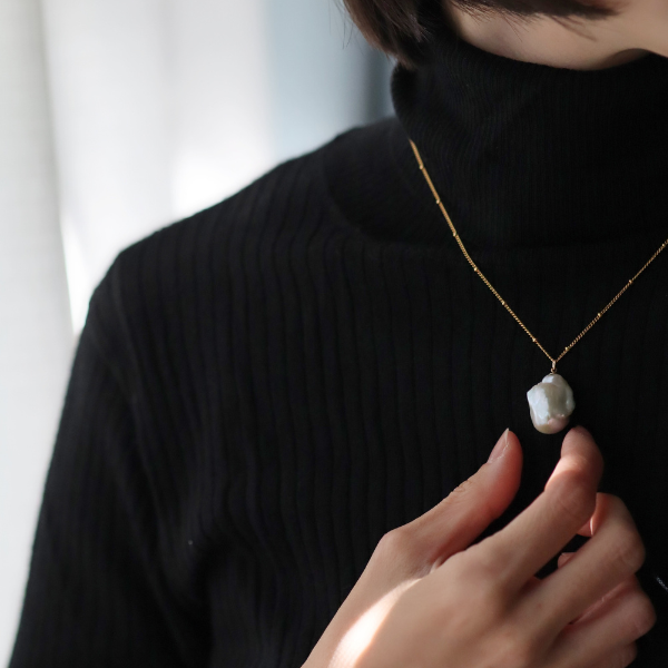 オイスターバロックパールの一粒ネックレス 14kgf 淡水真珠 オイスターパール 選べる 金属アレルギー対応 プレゼント