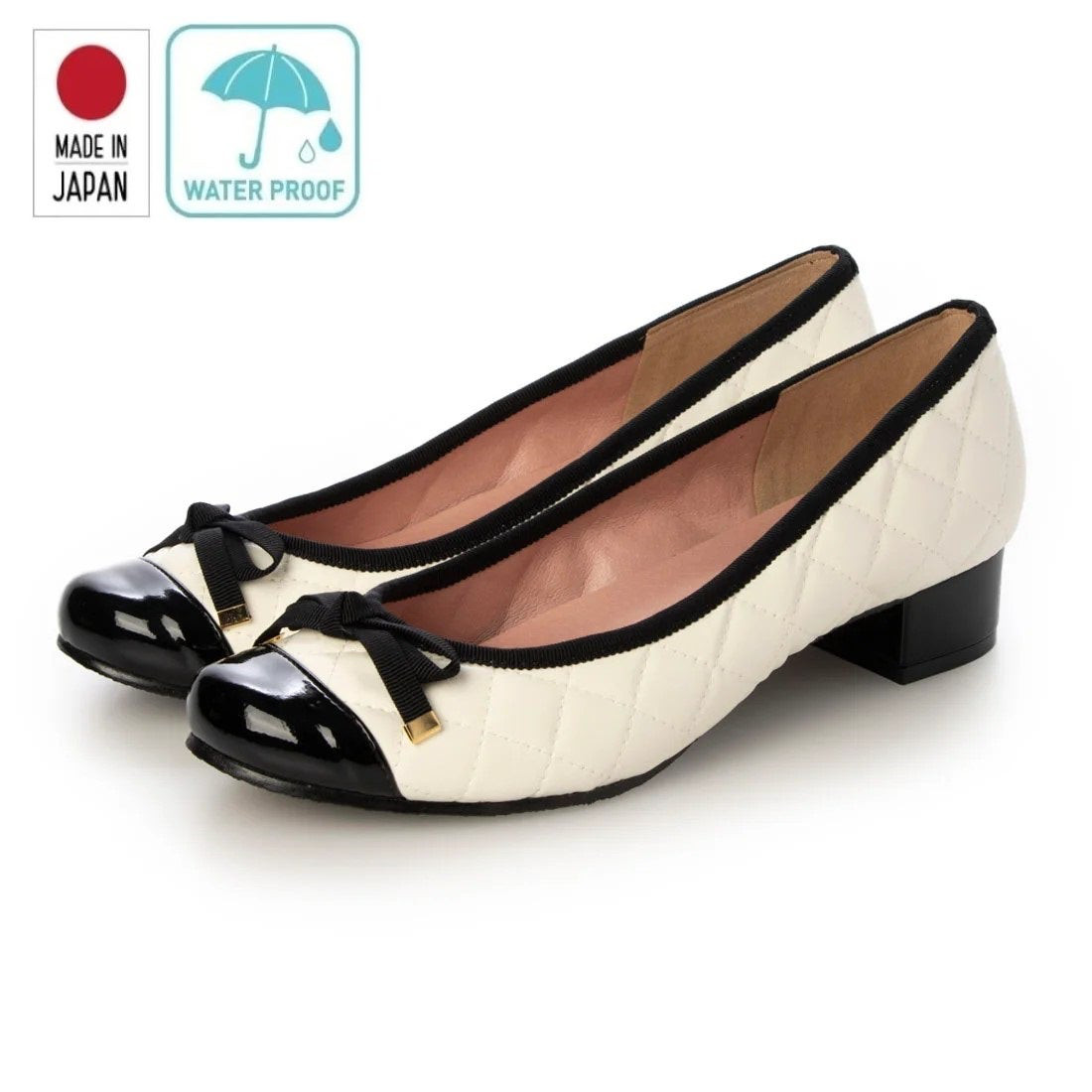 【日本製】【レイン対応】美脚キルティングパンプス#2253 ■ホワイトキルティング/BLE