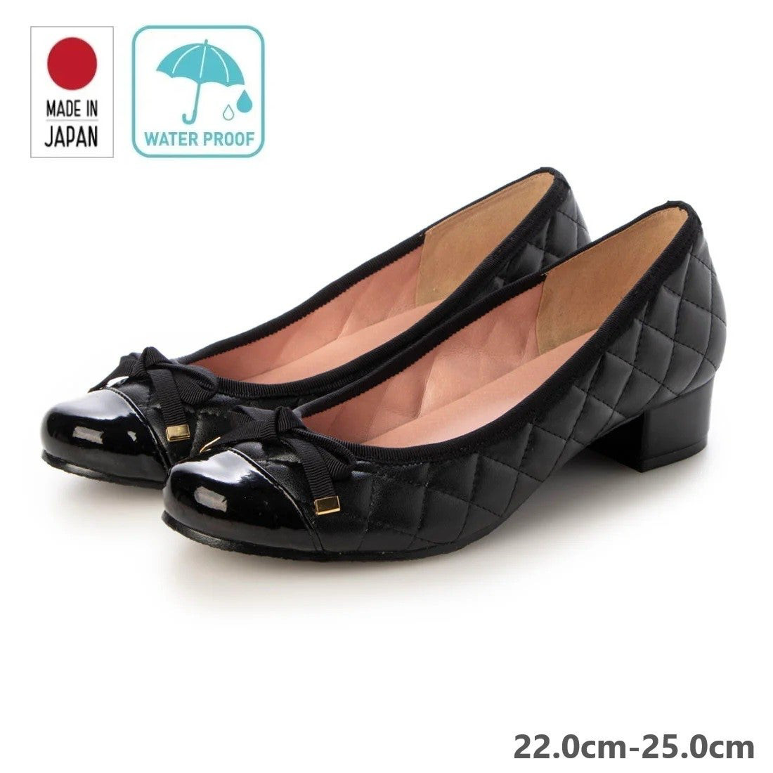 【日本製】【レイン対応】美脚キルティングパンプス#2253 ■ブラック キルティング/BLE
