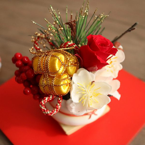 新春 お正月ミニアレンジメント 可愛すぎる 鏡餅 558 アートフラワー