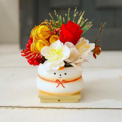 新春 お正月ミニアレンジメント 可愛すぎる 鏡餅 558 アートフラワー