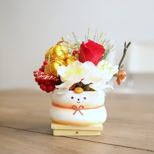 新春 お正月ミニアレンジメント 可愛すぎる 鏡餅 558 アートフラワー