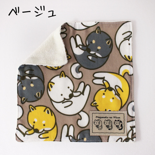 柴犬柄ガーゼタオルハンカチ 黒柴犬 白柴犬 ハンカチ・手ぬぐい まゆ