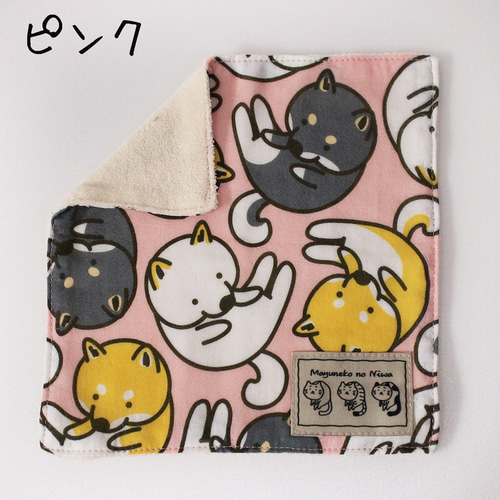 柴犬柄ガーゼタオルハンカチ 黒柴犬 白柴犬 ハンカチ・手ぬぐい まゆ