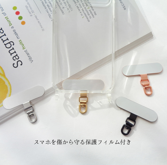 ステンレス ストラップホルダー 金具360度回転式 背面に挟む ストラップが取付けできる スマホホルダー 4枚目の画像