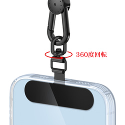 ステンレス ストラップホルダー 金具360度回転式 背面に挟む ストラップが取付けできる スマホホルダー 2枚目の画像