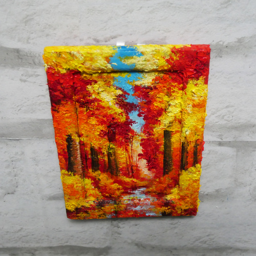 油絵 油彩 油彩画 絵 絵画 ミニ絵画【紅葉】 絵画 HR 通販 18606289