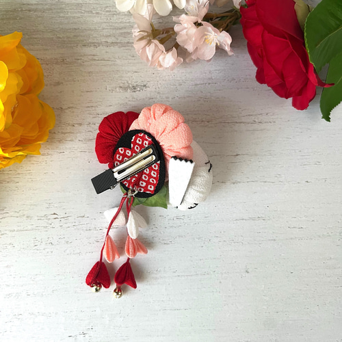 髪飾り 梅と桜 シマエナガ 3歳 クリップ ヘアクリップ・バナナクリップ