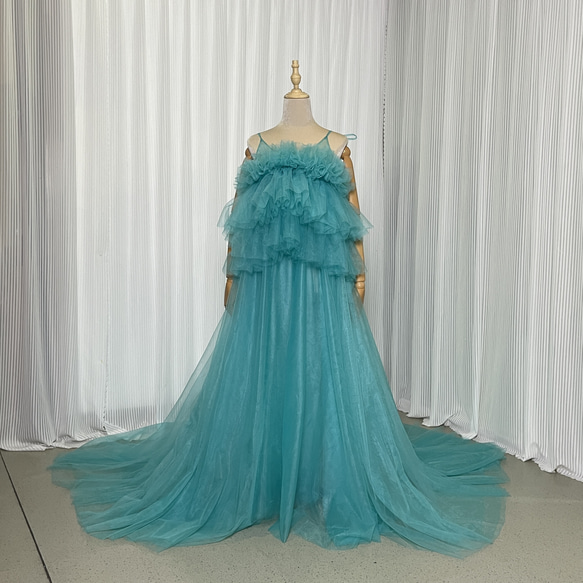 送料無料！オーバードレス ブルー キャミソール 柔らかく重ねた  