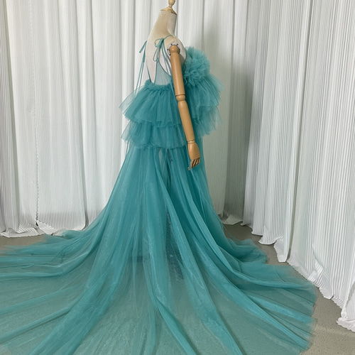 送料無料！オーバードレス ブルー キャミソール 柔らかく重ねた  