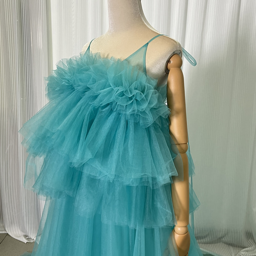 送料無料！オーバードレス ブルー キャミソール 柔らかく重ねた  