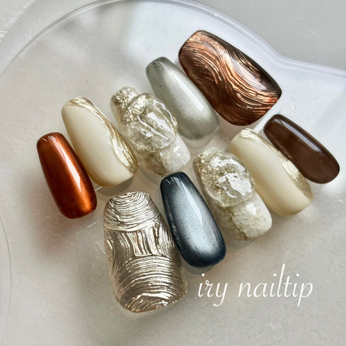 ［04］ネイルチップ ぷっくりネイル ミラーネイル 癖ネイル 個性派 オーダー 04］ネイルチップ ぷっくりネイル ミラーネイル 癖ネイル 個性派