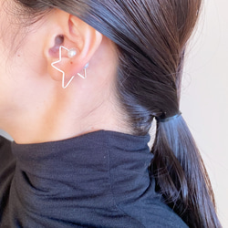 14kgf 北斗星珍珠耳夾 2way 水晶珍珠 第13張的照片