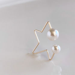 14kgf 北斗星珍珠耳夾 2way 水晶珍珠 第1張的照片