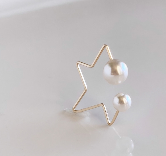 14kgf 北斗星珍珠耳夾 2way 水晶珍珠 第1張的照片