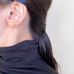 14kgf 北斗星珍珠耳夾 2way 水晶珍珠 第10張的照片