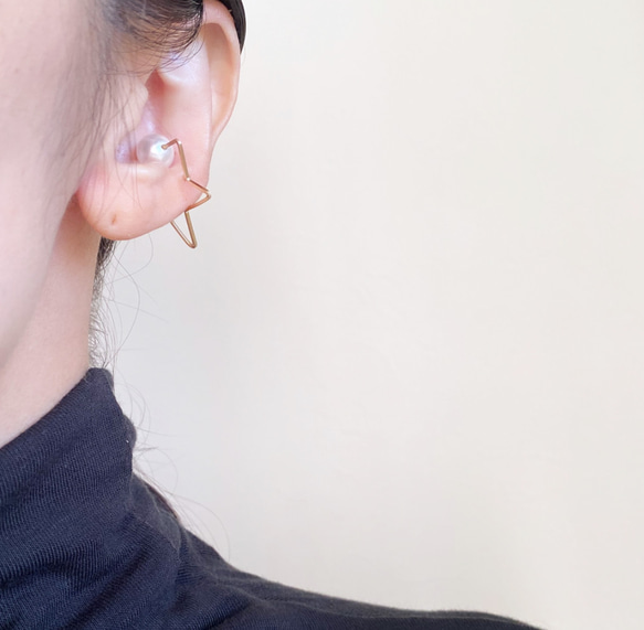 14kgf 北斗星珍珠耳夾 2way 水晶珍珠 第7張的照片