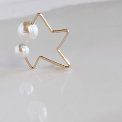 14kgf 北斗星珍珠耳夾 2way 水晶珍珠 第6張的照片