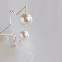 14kgf 北斗星珍珠耳夾 2way 水晶珍珠 第5張的照片