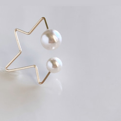 14kgf 北斗星珍珠耳夾 2way 水晶珍珠 第2張的照片