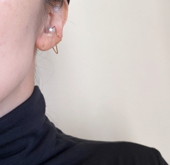 14kgf 北斗星珍珠耳夾 2way 水晶珍珠 第11張的照片