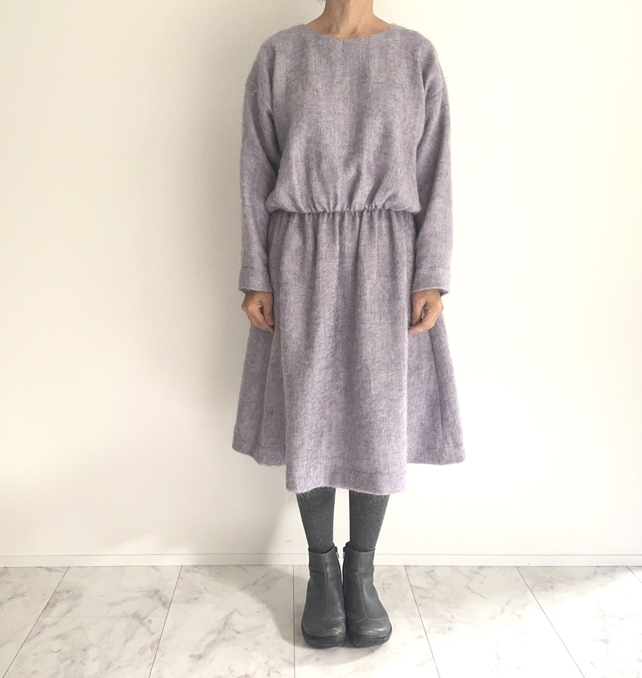 モヘアシャギーのふわふわワンピース(パープル)