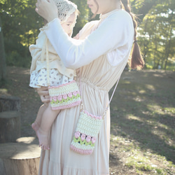 【 肩紐調節可能◎ 】全6色 2size キッズポシェット　お花　チューリップ　親子　姉妹　お友達とお揃い 10枚目の画像