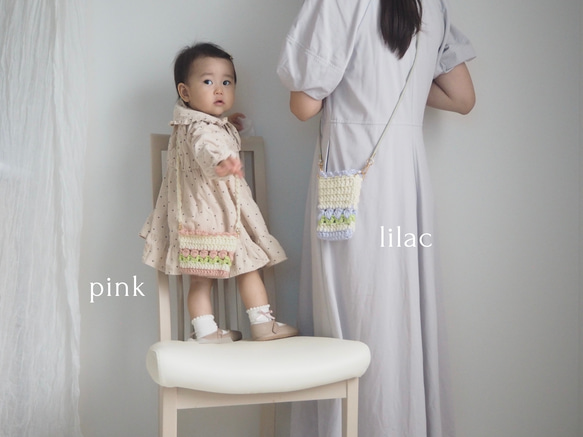 【 肩紐調節可能◎ 】全6色 2size キッズポシェット　お花　チューリップ　親子　姉妹　お友達とお揃い 9枚目の画像