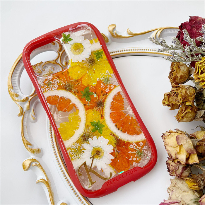 レモン押し花スマホケース*全機種対応*手帳型*iFace風*iPhone16 iPhone16Pro iPhone15